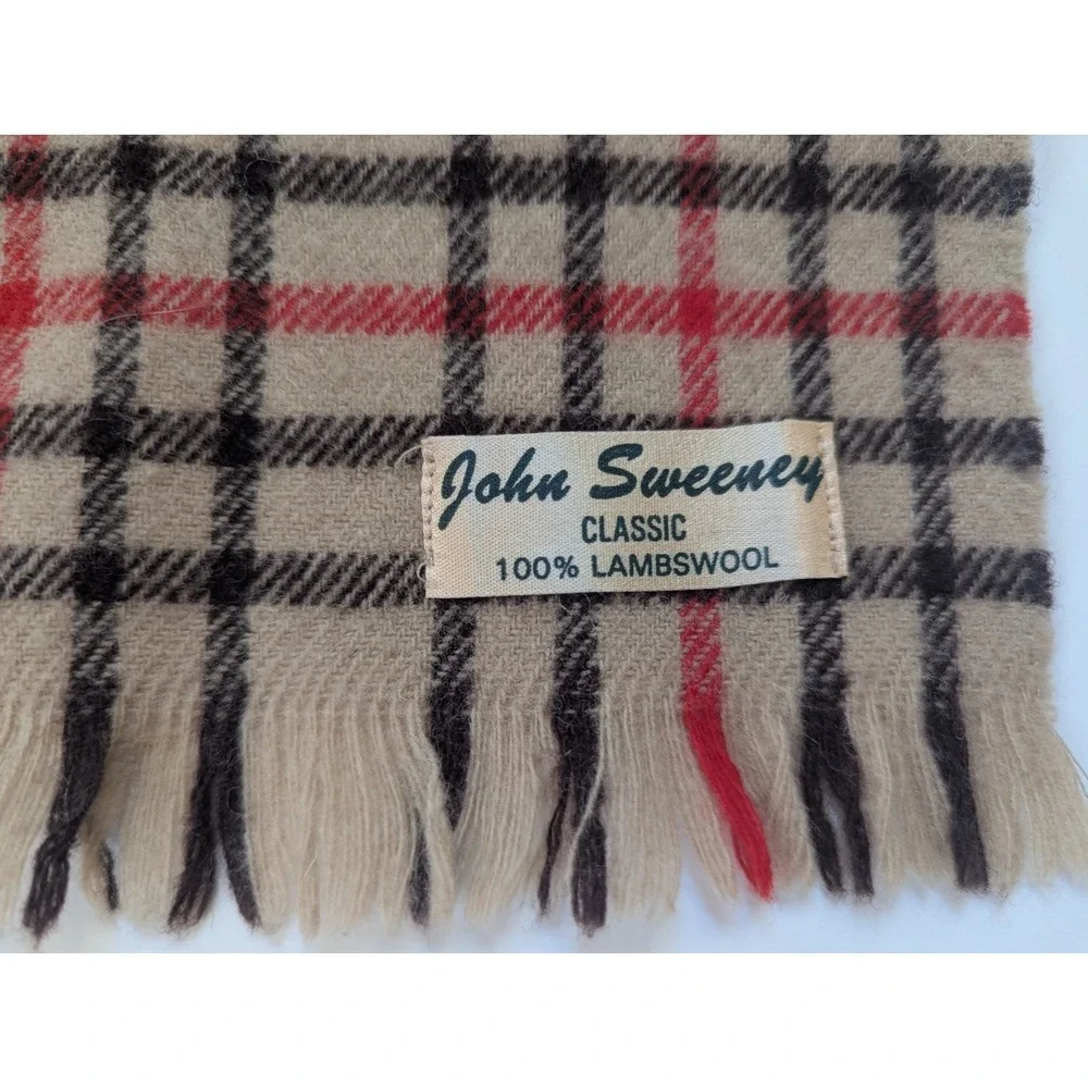 John Sweeney Classic 100% Lambswool Plaid Scarf Plaid Beide 10x55